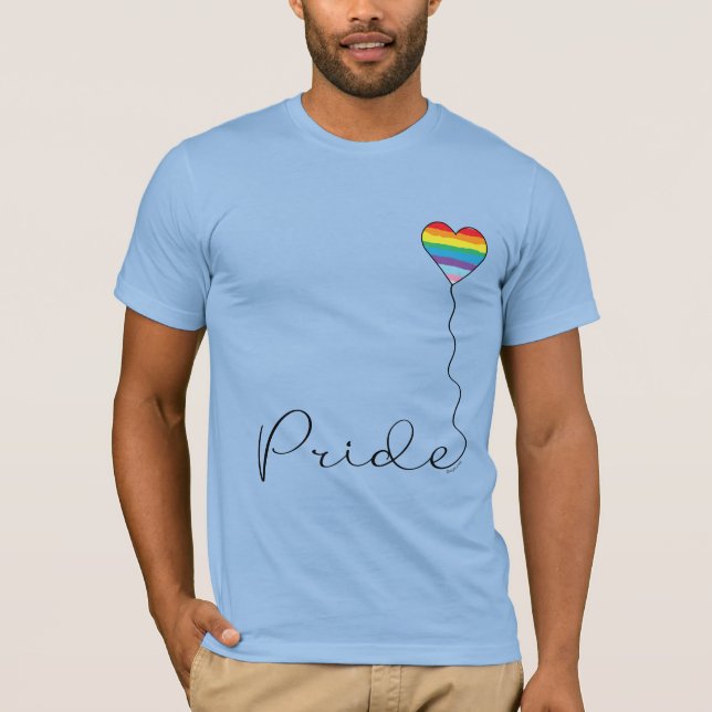 PRIDE Rainbow LGBTQIA Heart Balloon Blue T-Shirt  (Front)