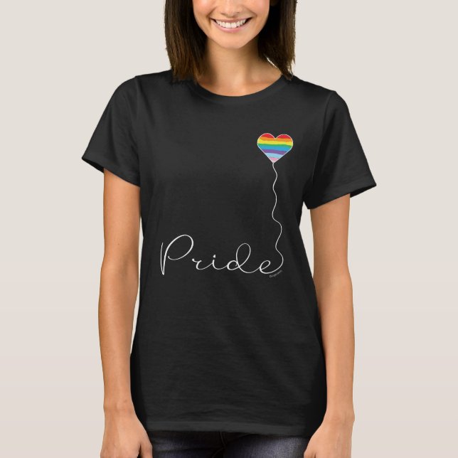 PRIDE Rainbow LGBTQIA Heart Balloon T-Shirt  (Front)