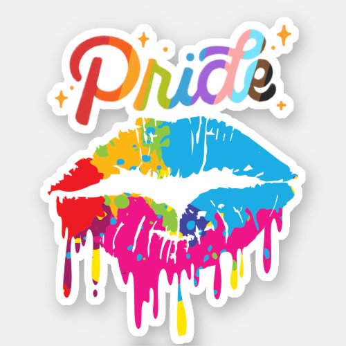 Pride Rainbow Lips  LGBTQ  Dripping Lips Sticker
