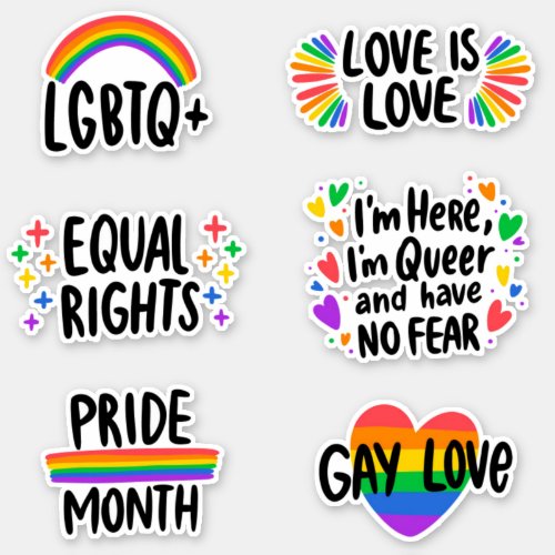 Pride rainbow love is love equal rights set sticker