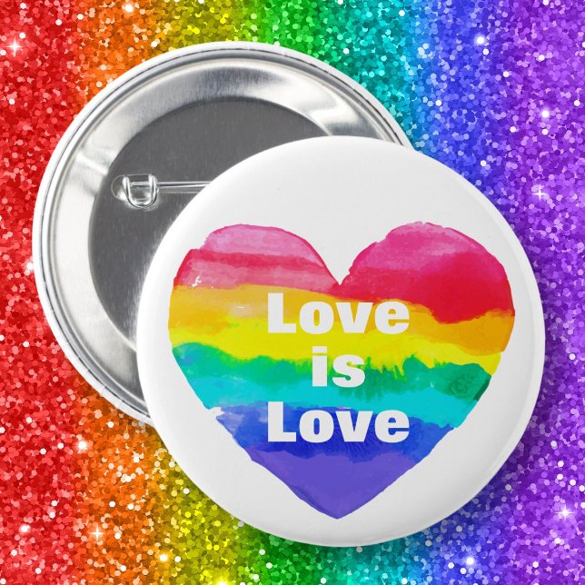 Pride Rainbow Love is Love Heart White Button (Creator Uploaded)