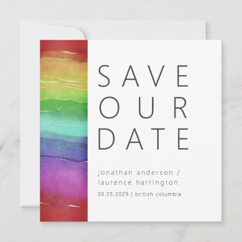 PRIDE Rainbow Love Is Love Save Our Date Invitation