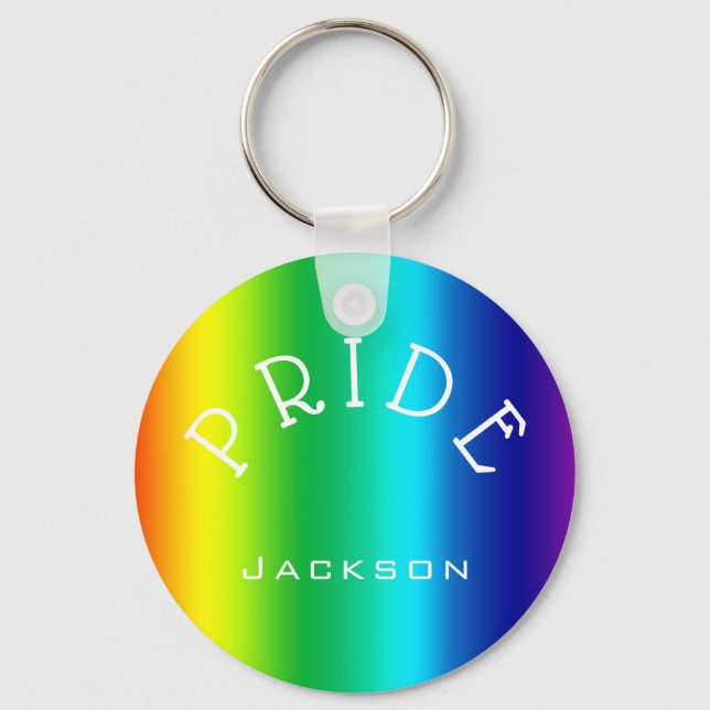PRIDE Rainbow Multicolors Personalized  Keychain (Front)