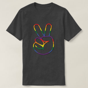 Pride Rainbow Peace Sign Outline T-Shirt