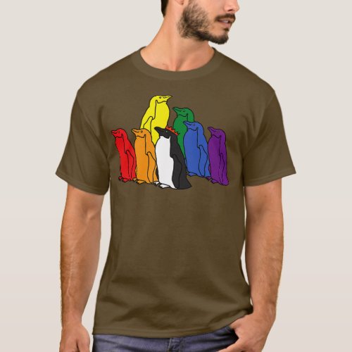 Pride Rainbow Penguin Party T_Shirt