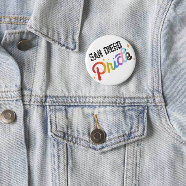 Pride Rainbow Pin with City Stamp - San Diego (In Situ)