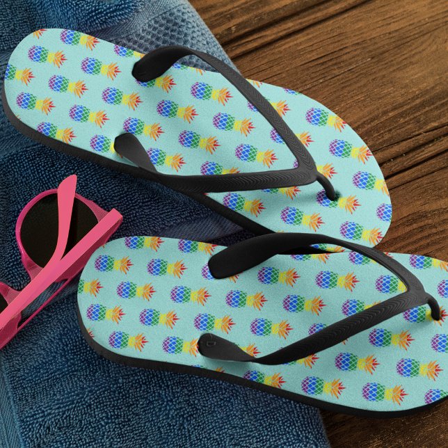 Pride Rainbow Pineapple Pattern Flip Flops (Creator Uploaded)