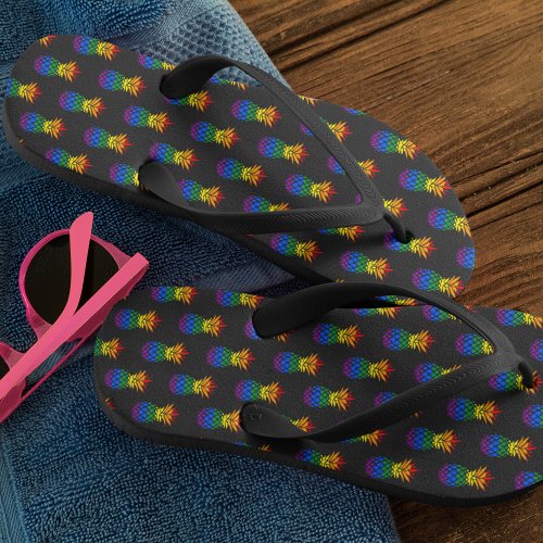 Pride Rainbow Pineapple Pattern Flip Flops