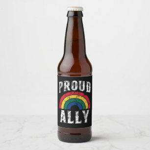 Pride Rainbow Proud Ally Lesbian Pride Vintage Beer Bottle Label