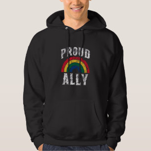 Pride Rainbow Proud Ally Lesbian Pride Vintage Hoodie