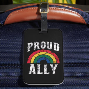 Pride Rainbow Proud Ally Lesbian Pride Vintage Luggage Tag