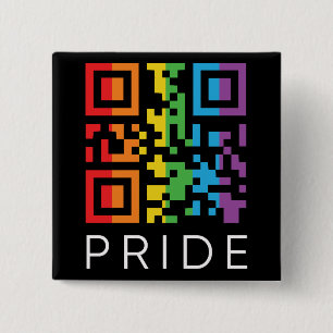 Pride Rainbow QR Code LGBTQIA+ Button