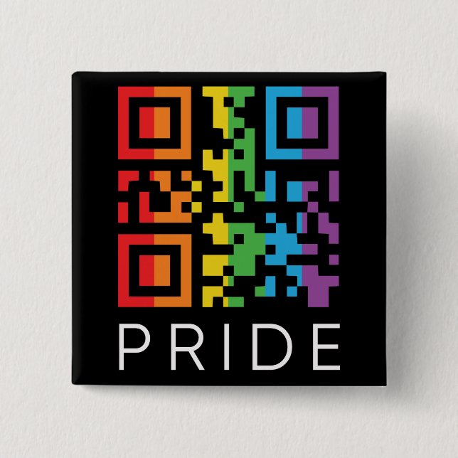 Pride Rainbow QR Code LGBTQIA+ Button (Front)