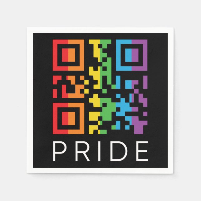 Pride Rainbow QR Code LGBTQIA+ Napkins (Front)