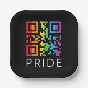 Pride Rainbow QR Code LGBTQIA+ Paper Plates