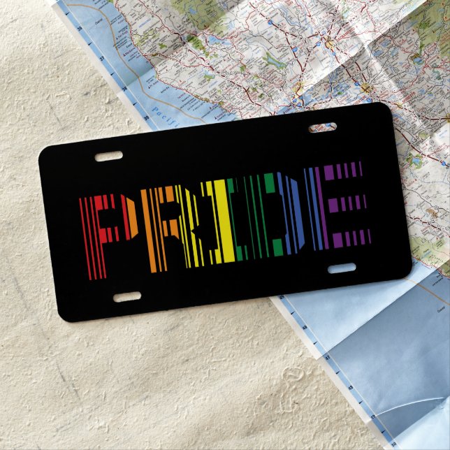 Pride Rainbow Scan LGBTQ Typography  License Plate (In Situ)