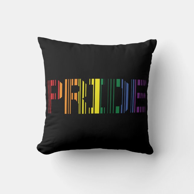 Pride Rainbow Scan Typography Throw Pillow (Front)
