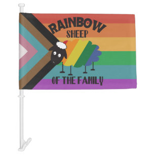 Pride Rainbow Sheep of the Family Car Flag