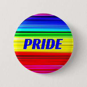 PRIDE Rainbow Stipes Loud and Proud Gay Pride Button