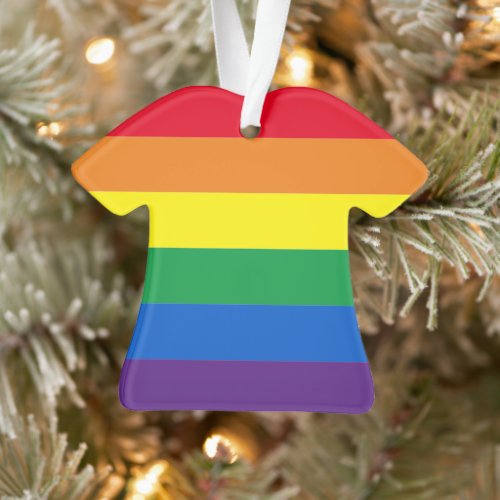 Pride rainbow stripes gay Lgbtq Christmas  Ornament