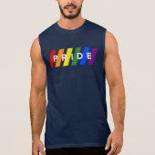 PRIDE Rainbow Stripes on Navy Sleeveless Shirt (Front)