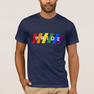 PRIDE Rainbow Stripes on Navy T-Shirt