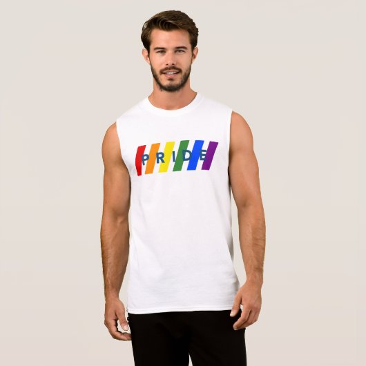 PRIDE Rainbow Stripes Sleeveless Shirt (Front Full)