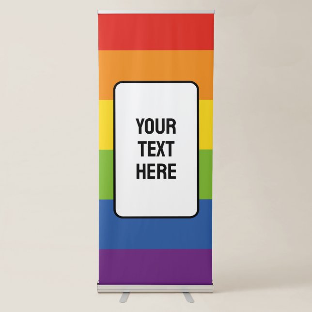 Pride Rainbow Text Gay Wedding Welcome  Retractable Banner (Front)