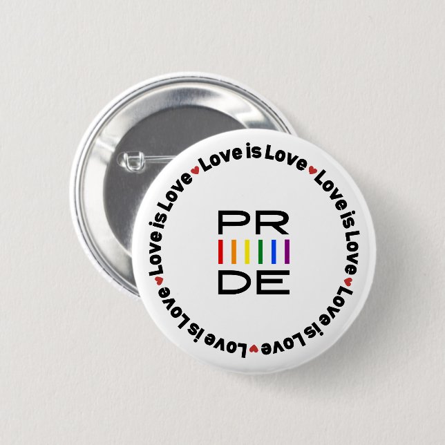 Pride Rainbow Text with Love is Love Button (Front & Back)