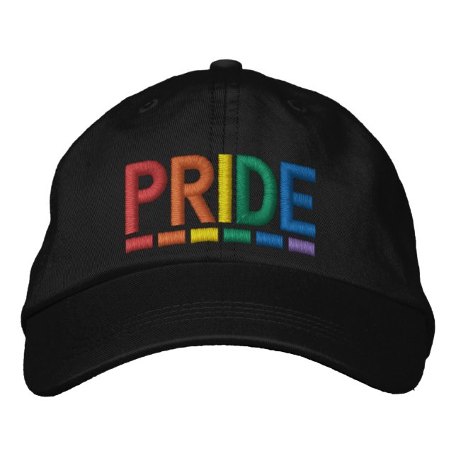 Pride rainbow typography modern embroidered baseball cap (Front)