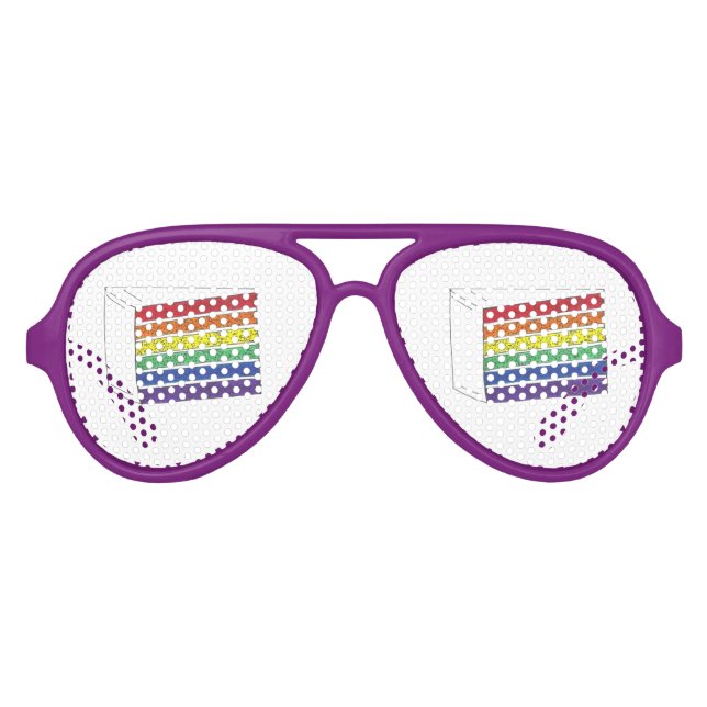 Pride Rainbow Wedding Cake Slice Party Favors Aviator Sunglasses (Front)