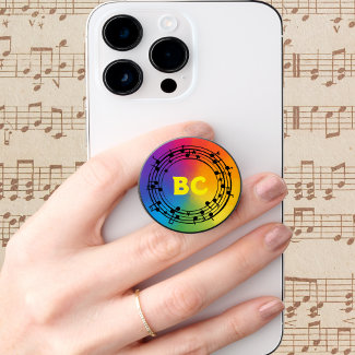 Pride rainbow with retro music notes & monogram 