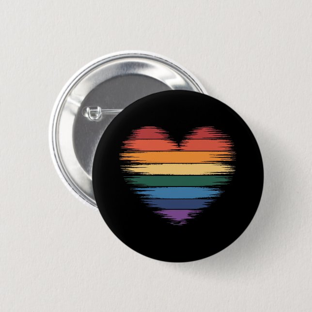 Pride Rainbows Heart Print LGBT Gay Pride  Button (Front & Back)