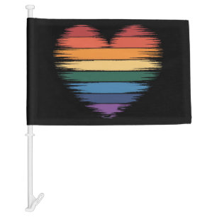 Pride Rainbows Heart Print LGBT Gay Pride  Car Flag