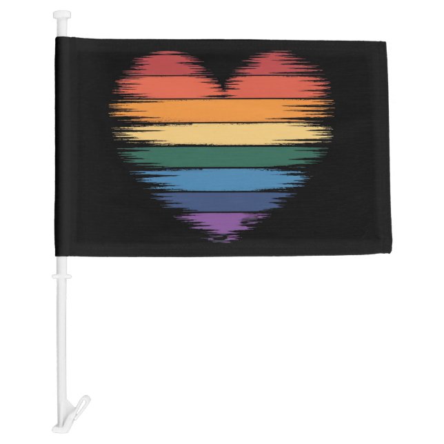 Pride Rainbows Heart Print LGBT Gay Pride  Car Flag (Front)