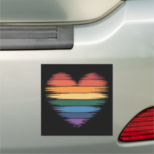 Pride Rainbows Heart Print LGBT Gay Pride Car Magnet
