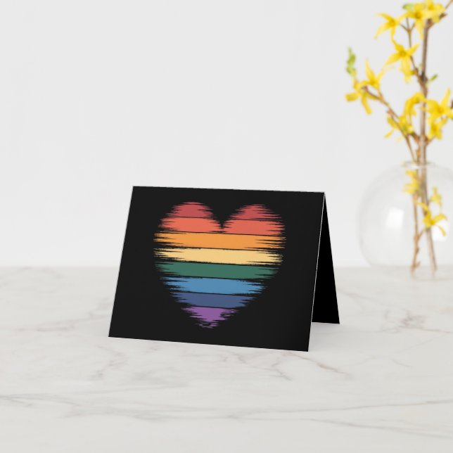 Pride Rainbows Heart Print LGBT Gay Pride  Card (Yellow Flower)