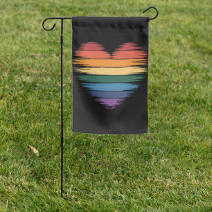 Pride Rainbows Heart Print LGBT Gay Pride Garden Flag