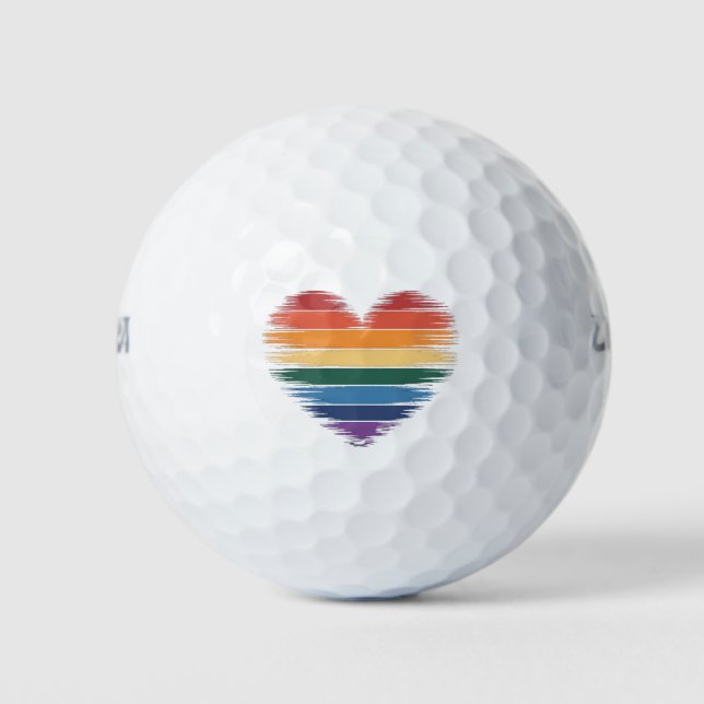 Pride Rainbows Heart Print LGBT Gay Pride  Golf Balls (Front)