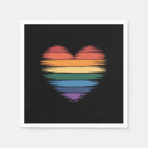 Pride Rainbows Heart Print LGBT Gay Pride Napkins