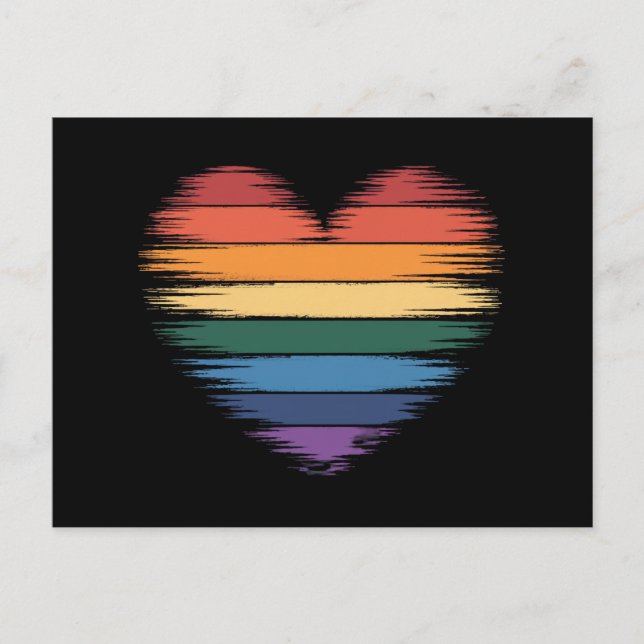 Pride Rainbows Heart Print LGBT Gay Pride  Postcard (Front)