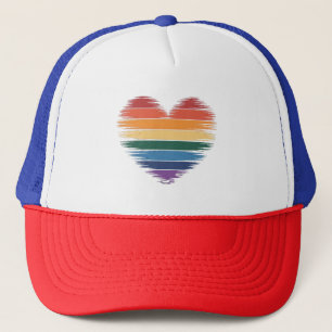 Pride Rainbows Heart Print LGBT Gay Pride  Trucker Hat
