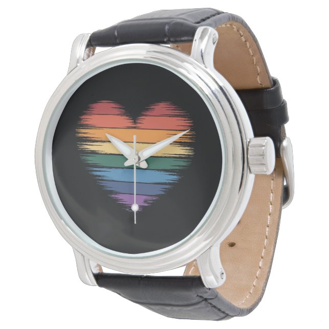 Pride Rainbows Heart Print LGBT Gay Pride  Watch (Angled)
