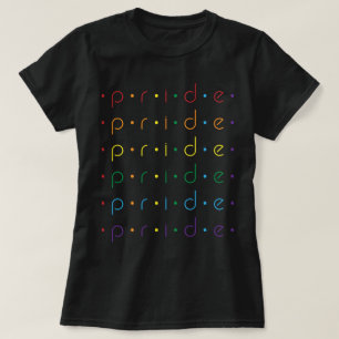 Pride Repeated 6 Times In Rainbow LGBTQ Colors T-Shirt