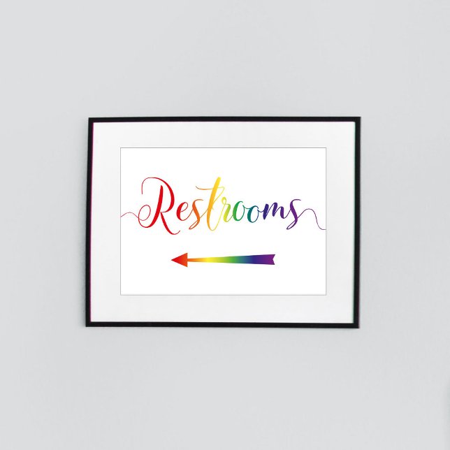 Pride Restrooms Left Arrow Sign LGBTQ (Creator Uploaded)