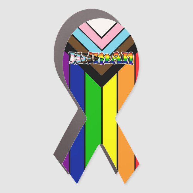 Pride Ribbon LGBTQ Pride and Support  Car Magnet (Front)