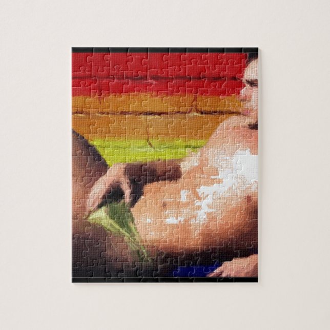PRIDE Rooftop Hunk - original painting Jigsaw Puzzle (Vertical)