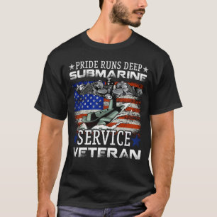 Pride Runs Deep Submarine Service Veteran Flag Pat T-Shirt