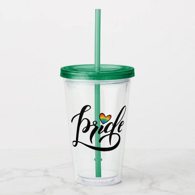 Pride Script Heart Acrylic Tumbler (Front)