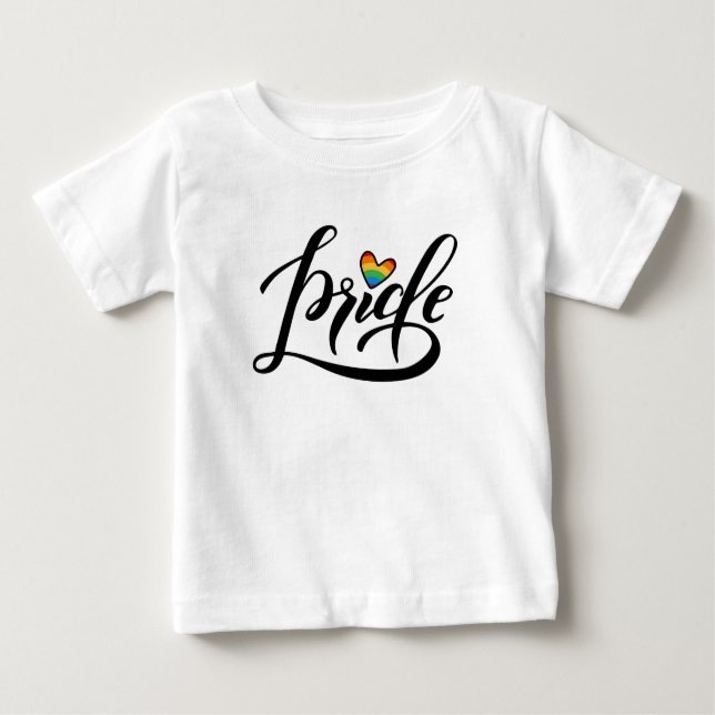 Pride Script Heart Baby T-Shirt (Front)